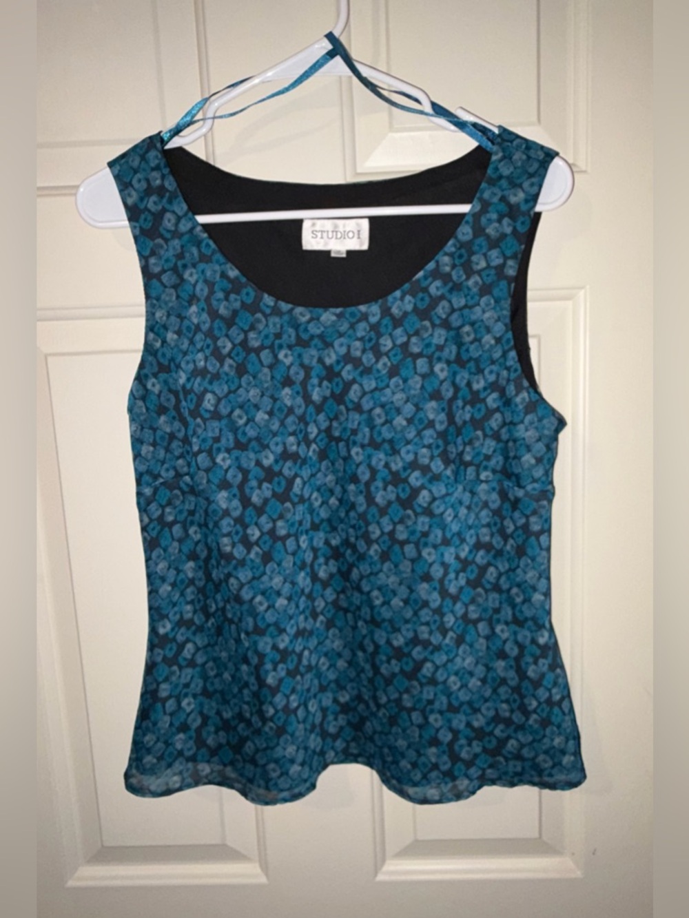 Studio I Teal Printed Sleeveless Top Sz 12